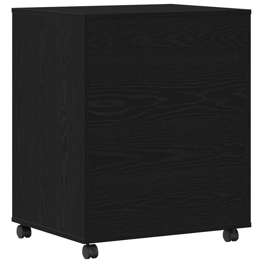 Druckerständer Schwarz Eichen-Optik 60 x 48 x 74 cm, kompaktes Druckerregal aus Holzwerkstoff mit schwarzen Knöpfen, Stabiler Druckerunterschrank für Home-Office und Büro,