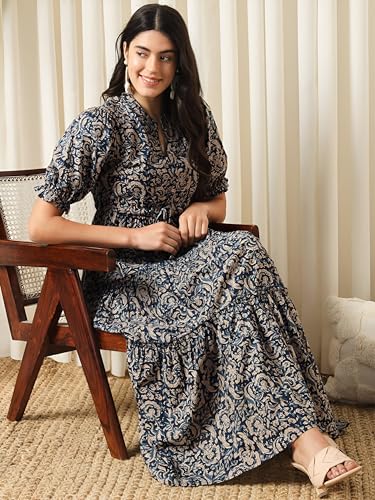 Image of KZULLY | Dress for Women | Summer Outfit | Elegant Casual | Puff Sleeves| Lightweight Polyester Fabric