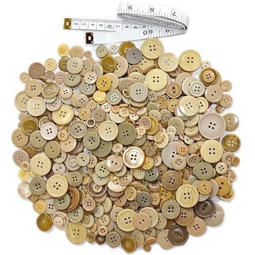 KOVOLALA 500-700 PCS Light Brown Resin Buttons, Assorted Sizes and Shapes for Sewing, DIY Crafts, Hand-Painted Buttons for Art and Craft Decorations