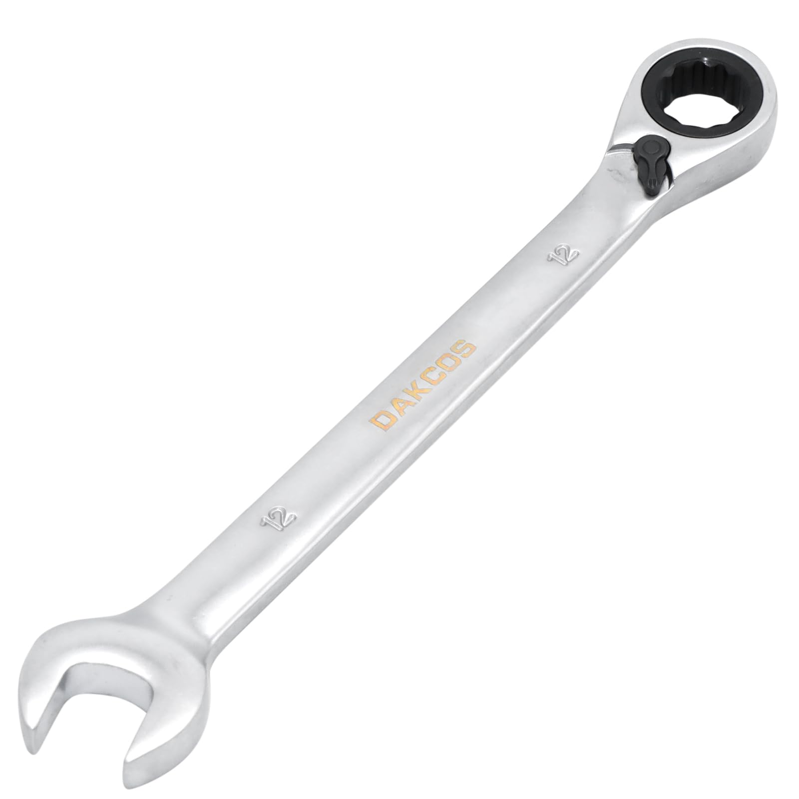 Dakcos Chrome Fixed Head Reversible Ratchet Spanner 12Mm Ratcheting Combination Wrench Vanadium Steel