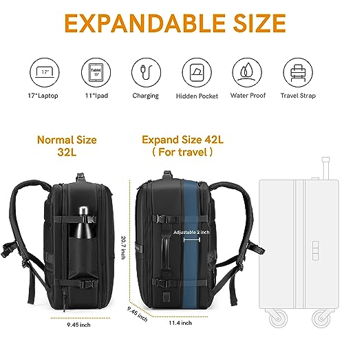 VGOAL Carry on Backpack Flight Approved - Travel Backpack Extra Large Capacity Weekender Suitcase Backpack with 3 Packing Cubes, Water Resistant Lightweight Luggage Daypack3