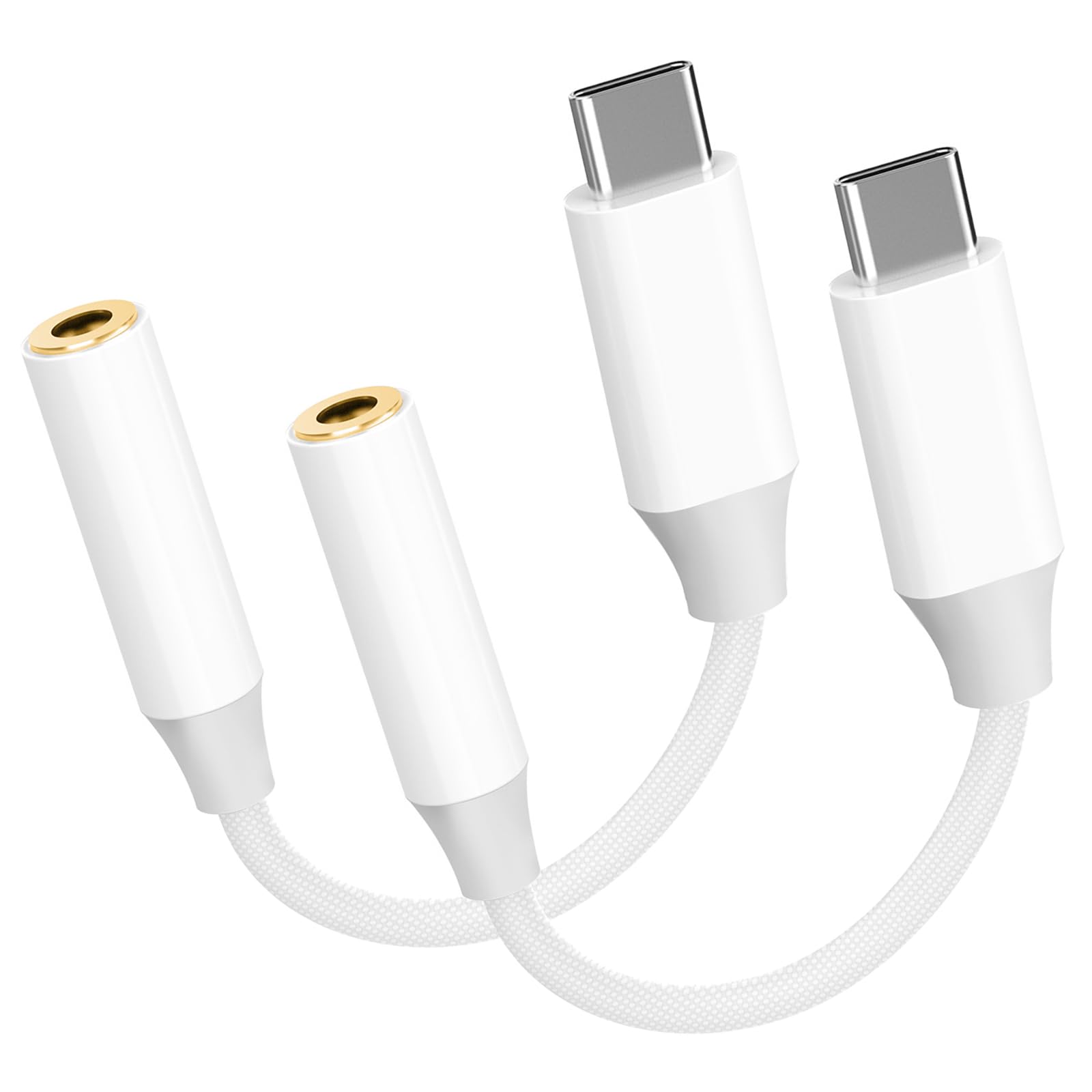 2 Pack USB-C auf 3,5mm Klinke Adapter, Aux auf USB-C Kopfhörer Klinke Adaptor für iPhone 16/15 Series, iPad Pro/Air, Samsung, HUAWE1, Xiaom1, OnePlus, Sony, Google und mehr USBC Geräte