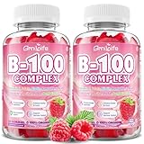 GrnLife 2 Pack Vitamin B Complex Gummies, All B Vitamins + Methyl B12, B1, B2, B3, B5, B6, Biotin, Methylfolate, Vitamin C, Choline, Inositol, PABA for Energy & Immune Support, Raspberry, 120 Count