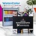 AEM Watercolor Paint Set - Washable Water Color Painting for Kids, Beginners, Art Students, Adults - Art Supplies Kit 24 Water Coloring Paint Tubes, Brush Set, Paper & Palette/Pan for Water Colors