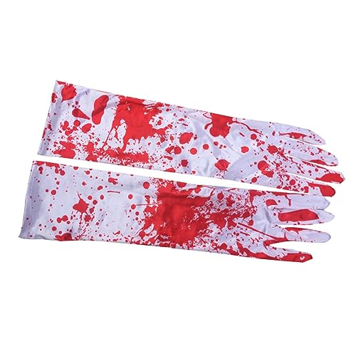 LIFKOME 1 Pair Bloody Gloves for Terrifier Costume Creepy Cosplay Blood Splatter Gloves Red