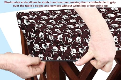 Image of The Furnishing Tree Elastic Rectangular Center Tpoy Table Cover WxL 14x24 in Inches Polyester Floral Pattern Brown