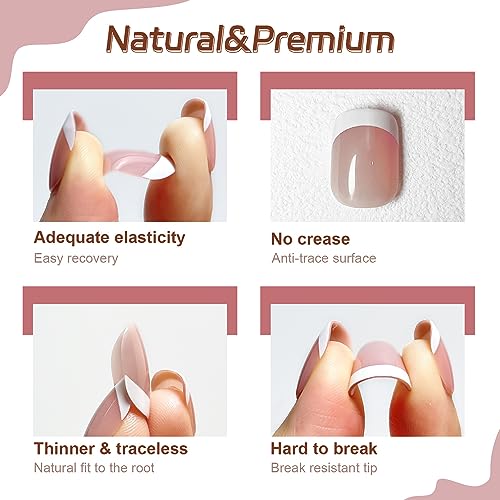 JODSONE 240 PCS Gradient White French Tip 2 IN 1 Press on Nails * False Nail Tips 10 Fashion Styles with Glue Acrylic False Nail Kits - Image 4