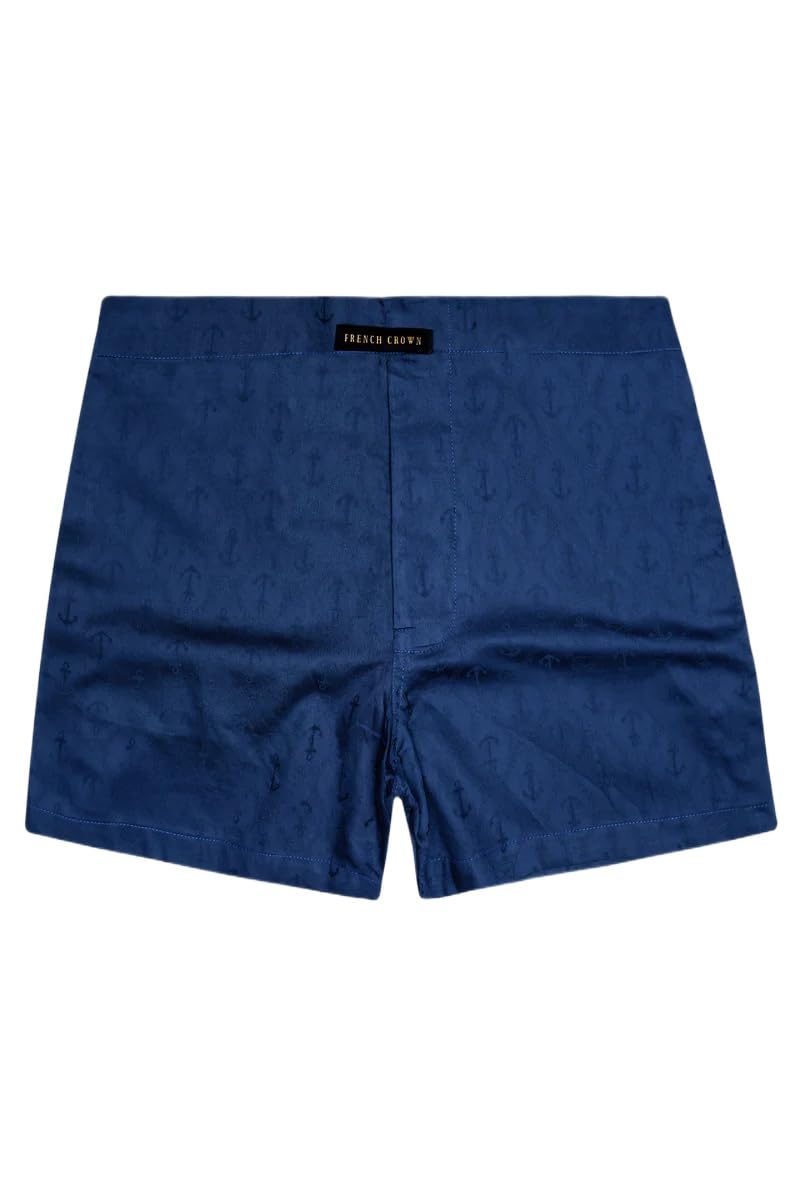 french crown Nautical-Biscay Blue Anchor Printed Jacquard Premium Cotton Boxer-picture-39