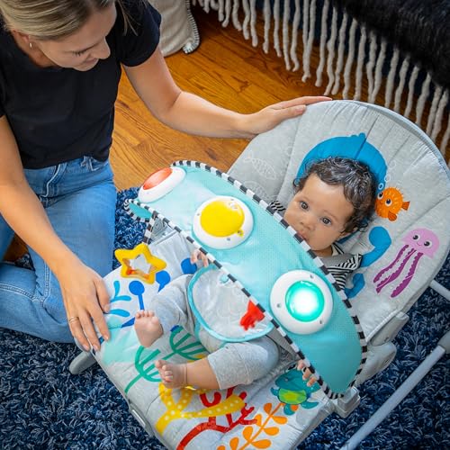 Image of Baby Einstein Ocean Explorers Kick to It Opus Musical Infant to Toddler Rocker, Baby Chair, Baby-Activated Music and Lights, Ages 0-30 Months