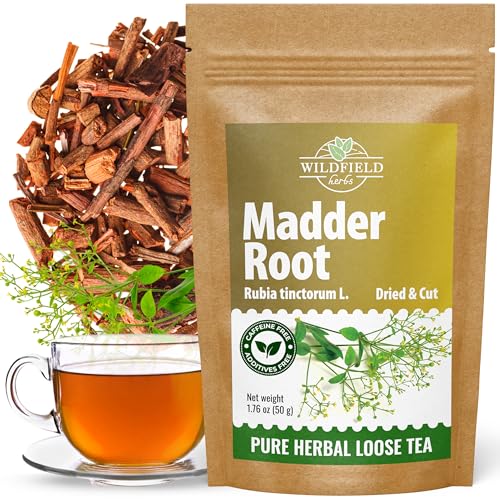 Image of 1.8 oz. Dried Madder Root Herb Tea (Rubia Tinctorum) Dried Cut Madder Roots Herbal Tea - 50g