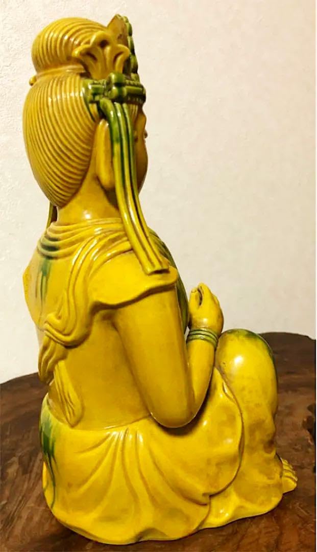 Amazon.co.jp: 中国仏教美術 時代 唐三彩 陶器 菩薩像 仏像 1413  