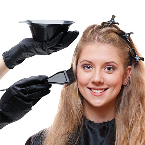 Image of Shower Cap for Women Reusable Waterproof Hair Dye Color Mixing Bowl, Brush Set Hair Colouring Kit for Salon Use for Men & Women Bathing Hair Cap with Lace Elastic Band Beauty Hair Spa(7pcs)