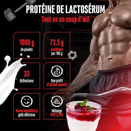 Whey Protein Complex - 1000 g (Semoule au lait avec des Cerises) - Avec part d'isolat - Protéine soluble instantanée en poudre avec BCAA & EAA - German Elite Nutrition – Image 3
