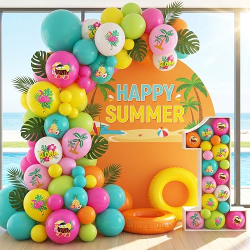 Image of Tropical Balloons, 50 Pcs Colorful for Summer Hawaiian Aloha Birthday Party