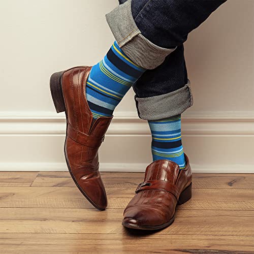 Lavencious Mens Black and Multi-Color Dress Socks, Viscose Fiber Crew Socks for Men Socks Size 10-13, 5/6 Pairs 6