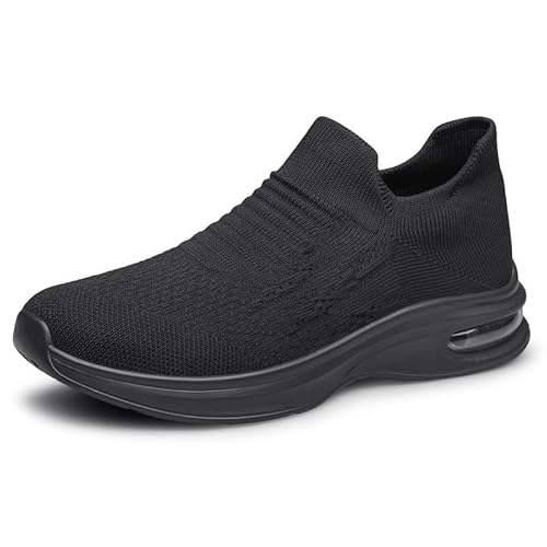 vibdiv Baskets décontractées à enfiler pour homme - Chaussures de marche nordique respirantes - Chaussures de travail - Légères - En maille souple, Allblack 2, 44 EU