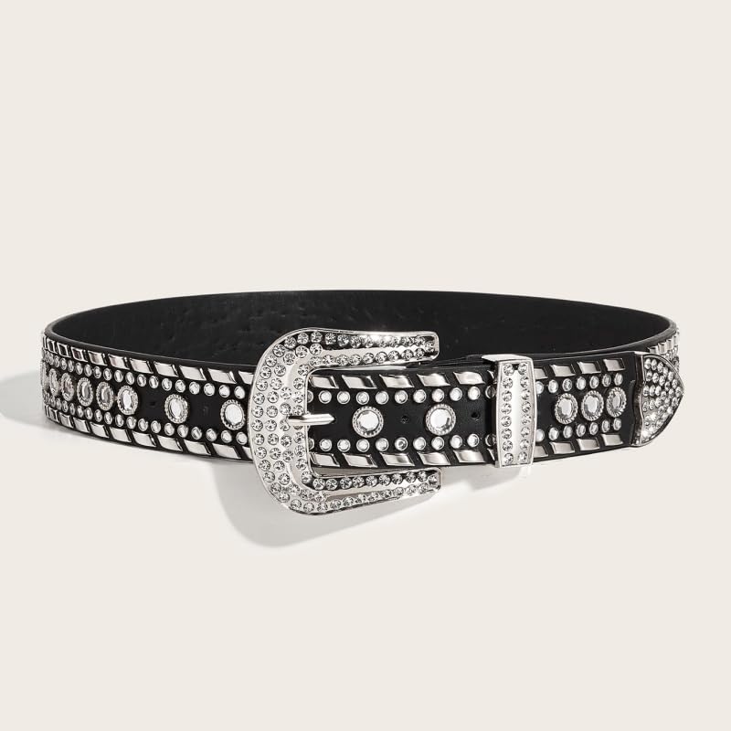 Unisex Rhinestone Belt Stylish Shiny Crystal Western Belts Bling Crystal Diamond Studded Waistband For Dress Jeans3