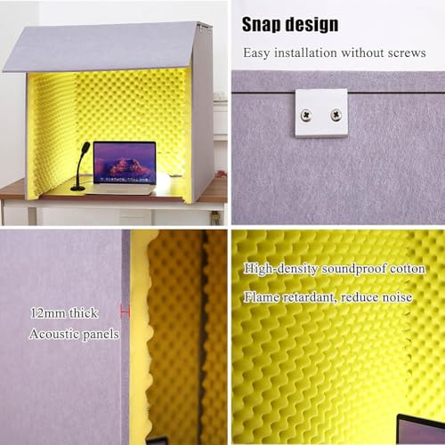 Cabina Vocal Portátil, Booth Plegable de Mesa para Grabación, Escudo Profesional Plegable para Aislamiento Sonoro, Equipo para Vlogger y Estudio miniatura 5