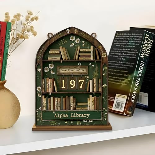 Books Read This Year Tracker Sign – Wooden Reading Counter Shelf Decor, Thoughtful for Book Lovers, Readers, Book Club Members & Bookworms, Includes 3 Cute Bookmarks (Books Read This Year Wooden 1) - Image 5