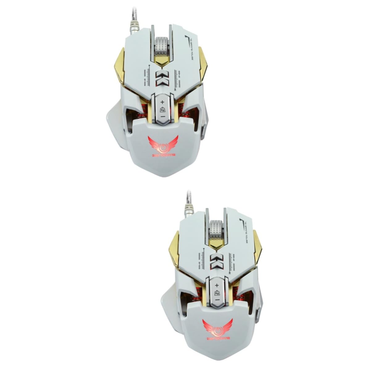 2 pezzi Mouse da gioco silenzioso Gaming ad alte prestazioni RGB Gamer Mouse da gioco for computer Cool Gaming Essential Gaming Mouse da gioco Contrappeso X300 Bianco cablato / 308