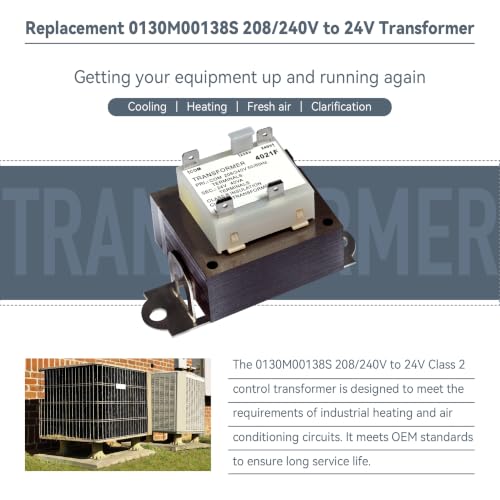 Image of 2 PCS 0130M00138S 240V to 24V Transformer Compatible with Goodman Amana 40VA Furnace Transformers, HVAC Parts Replaces B1141643 PF40224 L38264, 208 /240V to 24V Furnace Transformer, Class 2 Control