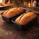 Kit 2 Formas para Pão e Bolo Inglês Antiaderentes 28x15x6,5cm em Aço Carbono Assadeiras Retangulares para Forno Pães Caseiros Bolos Tortas Quiches e Lasanhas Livre de PFOA Pretas Lava-Louças até 250°C