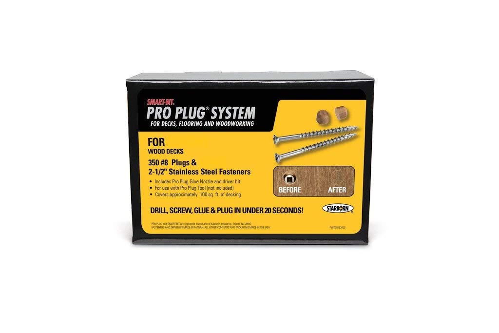 PRO PLUG SYSTEM Plug & Fastener Decking Kit for Merbau - 350 pc - Plugs made from MERBAU 5/16" diameter