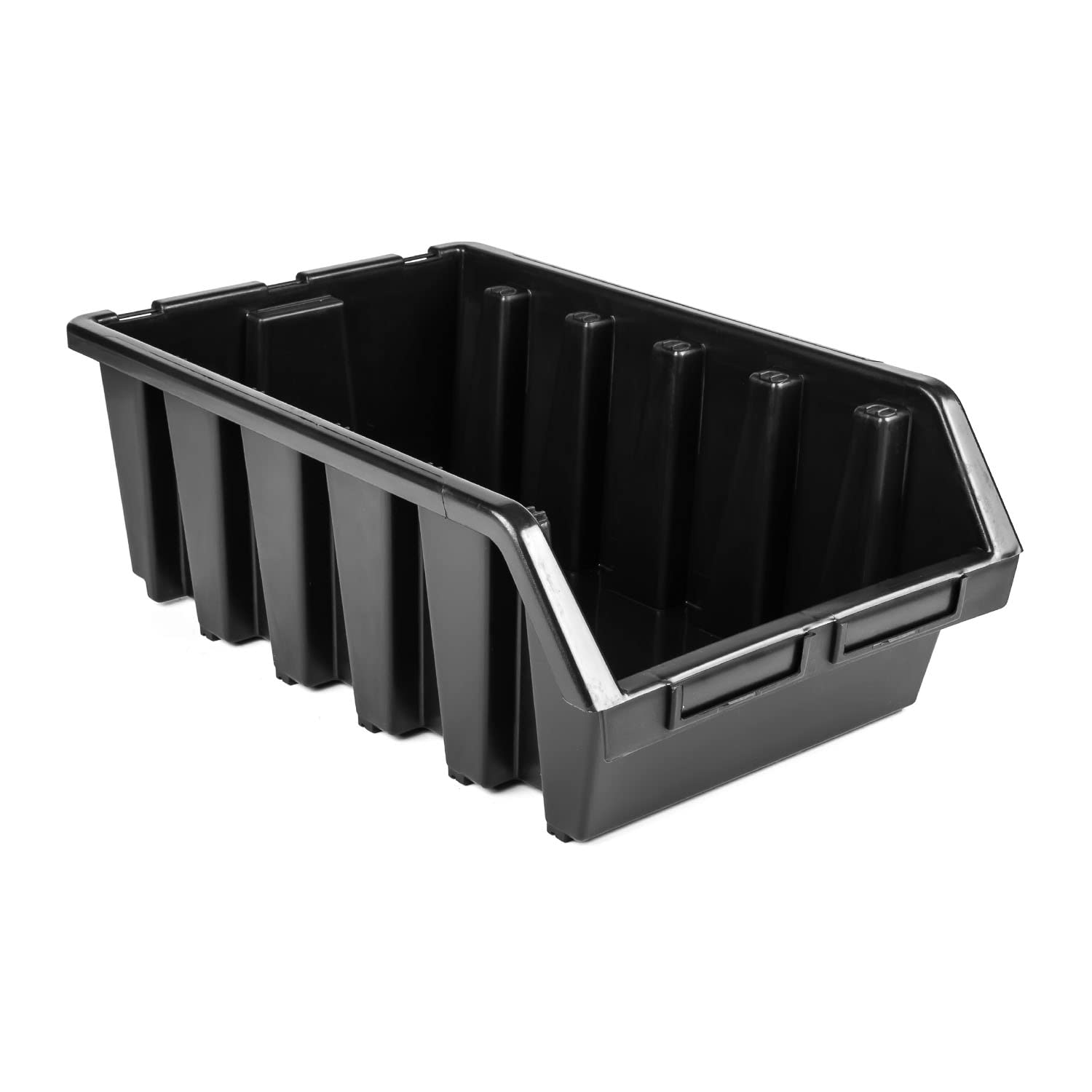 botle 5 Scatole Impilabili Contenitori Impilabili Plastica, per Officina, 50,5 x 32,5 x 19 cm, Colore Nero