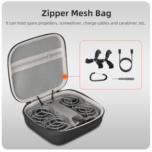 FSIDIWT Storage Bag for DJI Neo 2, Portable Travel Case Protective Carrying Case for DJI Neo 2 Drone and Batteries Accessories (Black) by FSIDIWT - Image 3