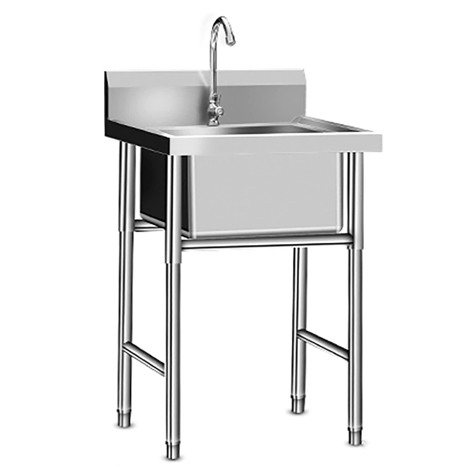 LMYSXAOZ Stainless Steel Utility SinkRestaurant Catering Industrial Kitchen Sink,Commercial Sink with Faucet, for Room, Garage, Basement, Laundry, Room,Outdoor and Indoor. (Color : A, Size 50X50X80