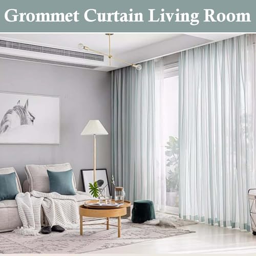 Cortinas semitransparentes de lino sintético para evitar reflejos 7