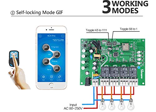 Sonoff 4ch Pro R2 Interruptor Wifi 4 Canais Rf 433mhz, Funciona com Alexa