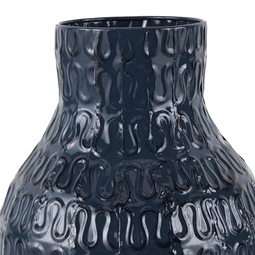 Deco 79 Metal Decorative Vase Dimensional Textured Centerpiece Vase with Wavy Pattern, Flower Vase for Home Decoration 9" x 9" x 24", Dark Blue - Image 6