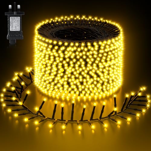 Buudala Christmas Tree Lights Cluster Lights 2000 LED 24M, Warm White, Plug in, 8 Lighting Modes with 6 Hours On Timer, Waterproof for Indoor & Outdoor Use