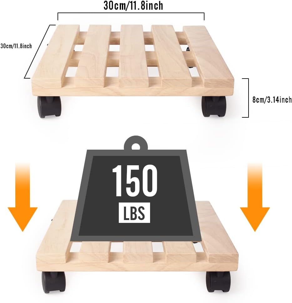 LiveBe 12 Inch Plant Caddy Heavy Duty Plant Pot with 4 Rolling Wheels(2 Lockable Caster Wheels), Indoor Outdoor on Roller Patio/Flower Pot/Succulent Pots(2 Pack) (Natural) : Patio, Lawn & Garden