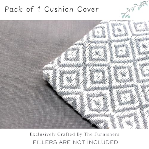 Image of Reversible 18x18 Grey Cotton Argyle Woven Pack of 1 Fashion Throw Pillow Covers Cases for Couch Sofa Home Decoration | 45x 45 cm