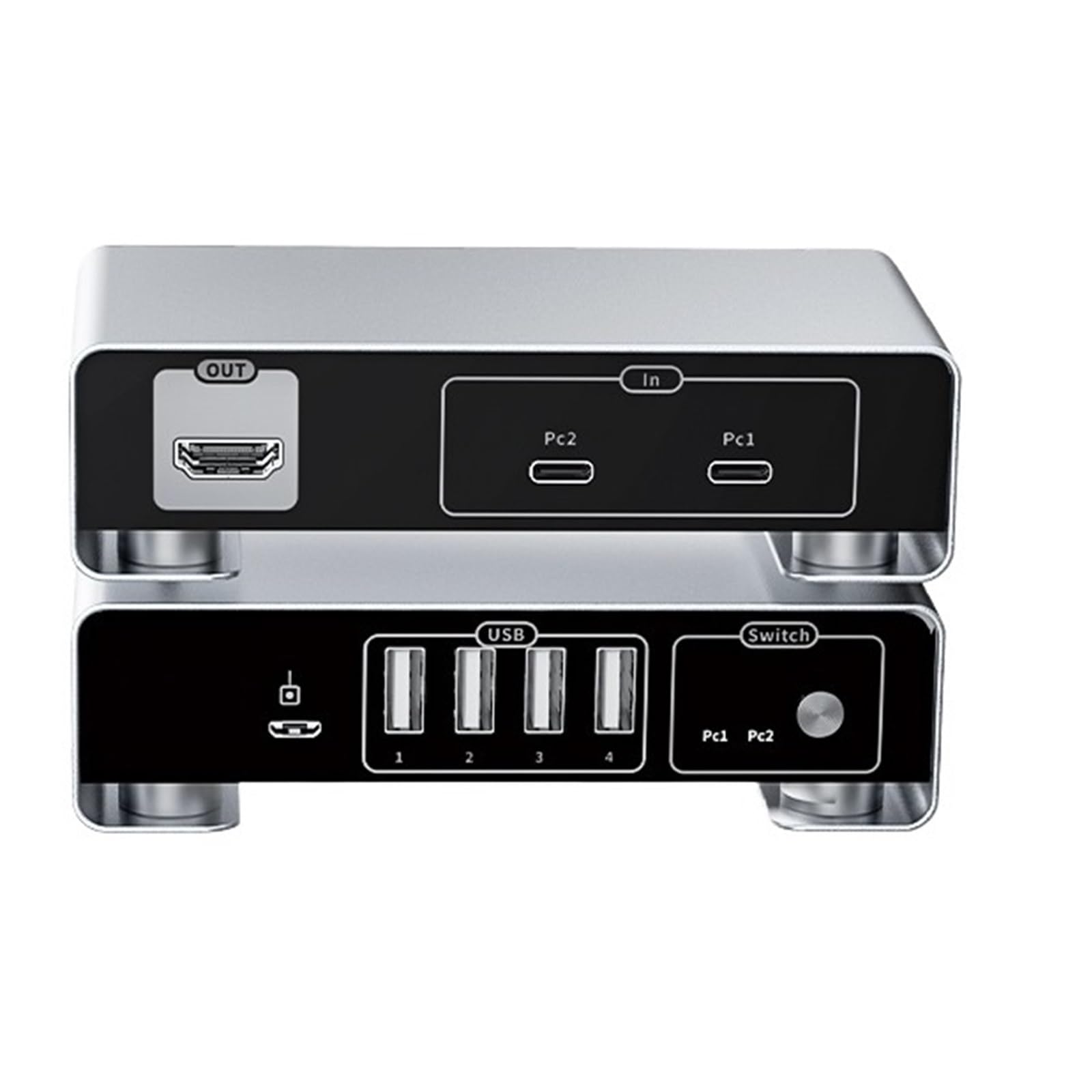 Convertitori video, Switch KVM USB C tipo C a DP KVM Switcher 4K 144Hz 2 PC che condividono display, stampante, tastiera e mouse, convertitore U Disk(USB C to HDMI)