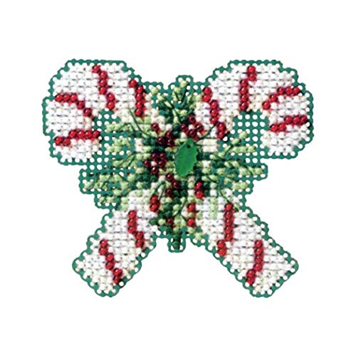 Candy Canes Beaded Counted Cross Stitch Christmas Ornament Kit Mill Hill 2011 Winter Holiday MH18-1302