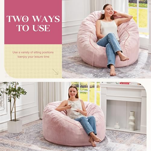 Image of Hobestluk Bean Bag Chair for Adult Giant Beanbag with Filler Pink 3FT