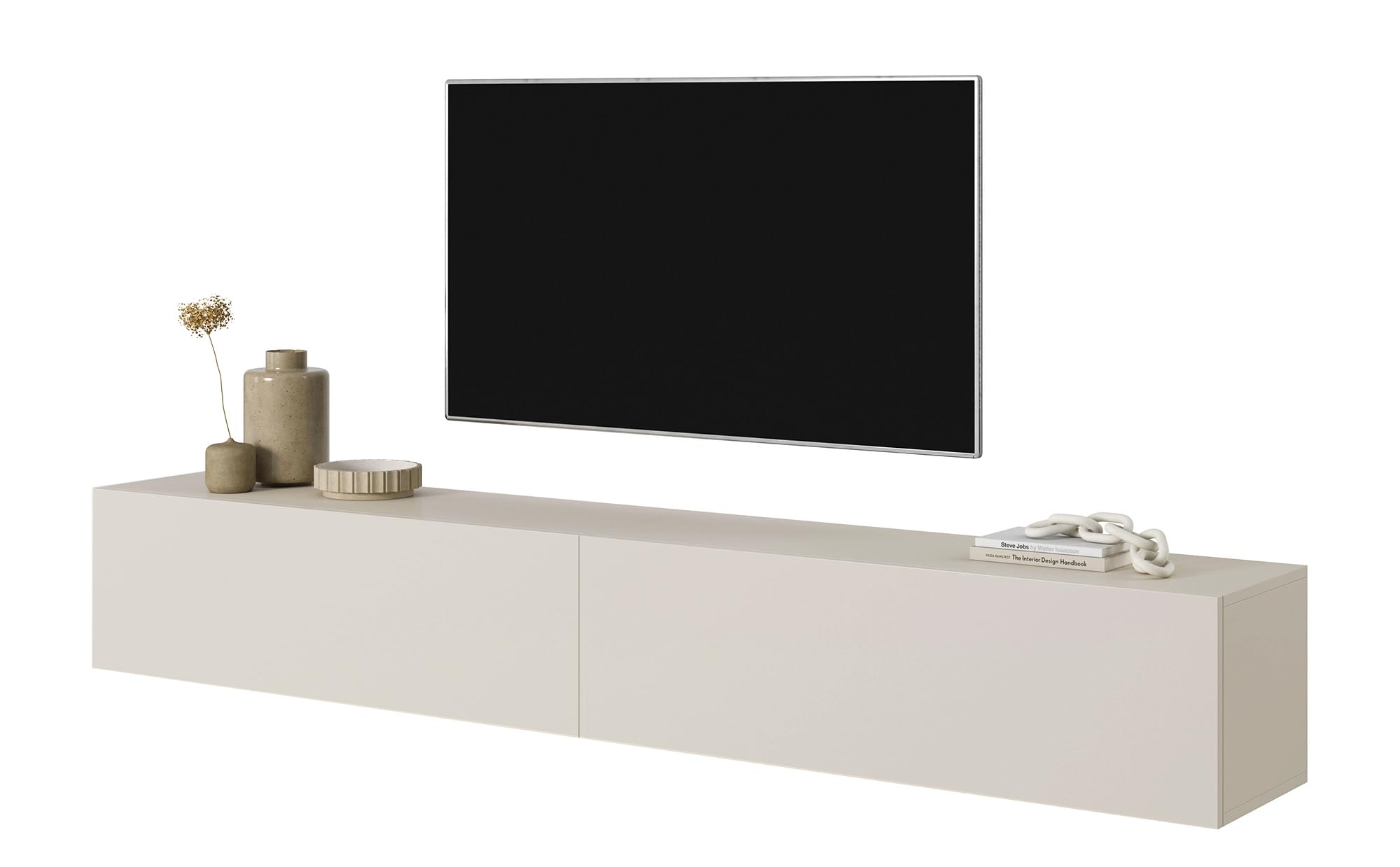Selsey Meuble TV Armoire De Télévision 200 cm Suspendu Salle De Séjour Chambre À Coucher Gris Beige Bisira