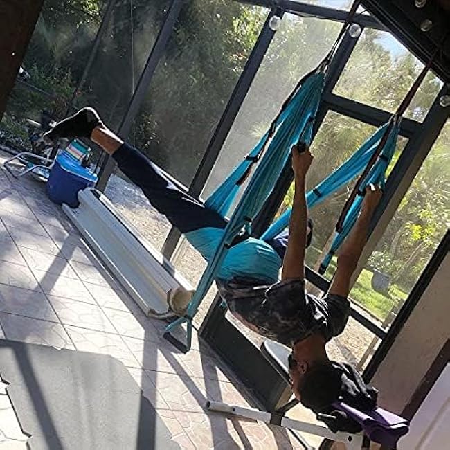 Aerial Yoga Swing Set Yoga Hammock Trapeze Sling Inversion Tool for Indoor Home Fitness (Blue)
