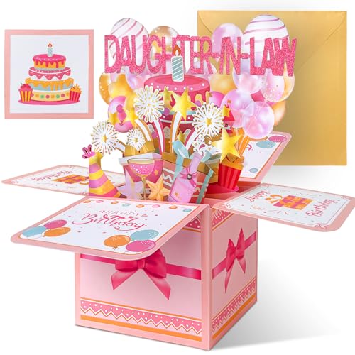 Daughter In Law Birthday Cards 3D Gifts Sweet Pop Up Happy Birthday Card