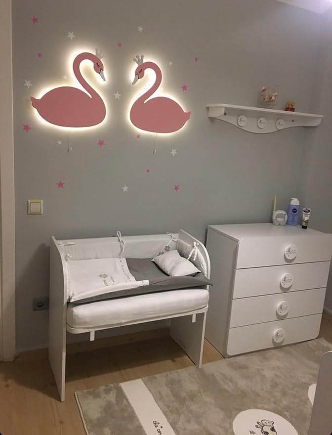 Lámpara de noche de madera con forma de cisne personalizada miniatura 2
