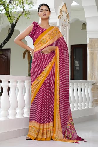 Image of MIRCHI FASHION Saree for Woman | Chiffon Floral Printed Breathable Occasional Sari with Blouse