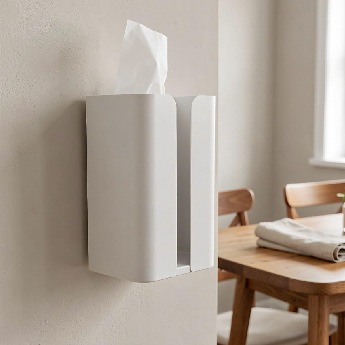 2 Pezzi Porta Fazzoletti Magnetico Bianco in Acciaio al Carbonio, senza