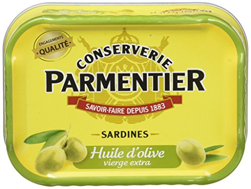 Parmentier Sardinas de aceite de oliva virgen extra, 135 g, paquete de 8