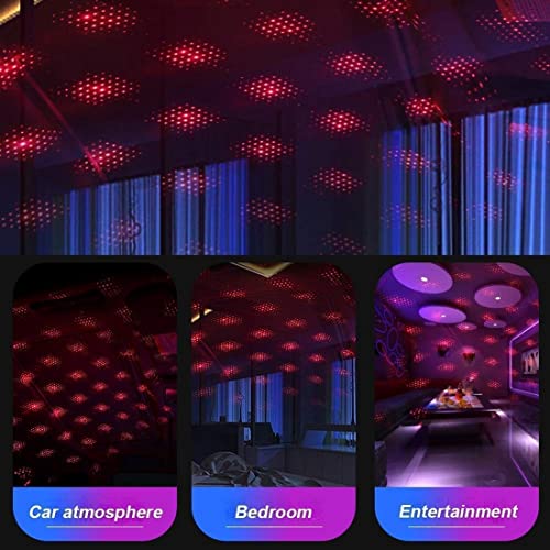 Image of Auto Roof Star Projector Lights, USB Portable Adjustable Flexible Interior Car Red Night Lamp Decorations with Romantic Galaxy Atmosphere fit Car, Ceiling, Bedroom, Party and More