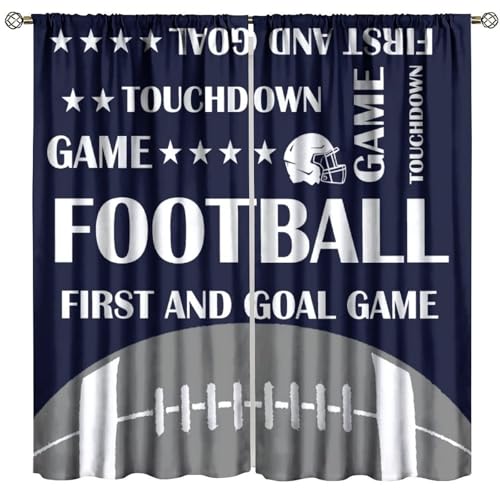 Boys American Football Blackout Curtains, Rugby Game Sports Window Drapes, for Teens Kids Young Man Living Room Bedroom 36(W)*63(L) 2 Panels