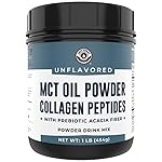 MCT Oil Powder with Acacia Fiber & Collagen Peptides - Prebiotic Collagen Protein, 10g MCTs from Coconuts, Sugar Free Keto Coffee Creamer - Grass Fed, Unflavored, Non-GMO, Gluten Free, 16 oz