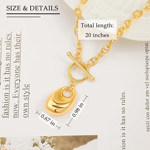 PERNNLA PEARL Dainty 18K Gold Chain Teardrop Pendant Necklace for Women Trendy Cute Toggle Necklace Minimalist Jewelry4